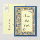Faire-part Bleu et ivoire Enregistrer la date Carte postale (Devant / Derrière)