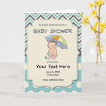 Faire-part bleu et jaune pour Baby Shower