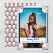 Faire-part Bleu et noir de baseball (Devant / Derrière)