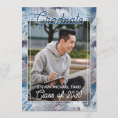 Faire-part Bleu foncé Gris Abstrait Graduation (Devant)