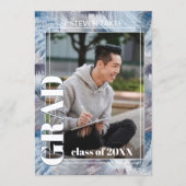 Faire-part Bleu foncé Gris Abstrait Graduation (Devant)