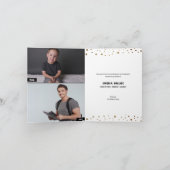 Faire-part Bleu Gold Graduate Script Puis Maintenant Photos G (Intérieur)