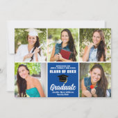 Faire-part Bleu Graduate Photo Collage Custom 2025 Graduation (Devant)