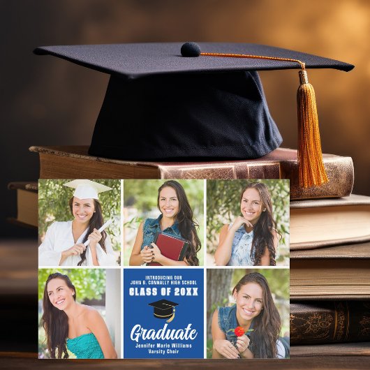 Faire-part Bleu Graduate Photo Collage Custom 2025 Graduation