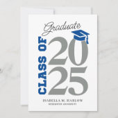 Faire-part Bleu Grey University College Graduation (Devant)