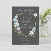 Faire-part Bleu Hydreanga Save the Date (Debout devant)