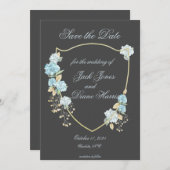 Faire-part Bleu Hydreanga Save the Date (Devant / Derrière)