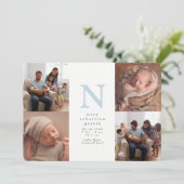 Faire-part Bleu initial quatre photo collage garçon naissance (Debout devant)