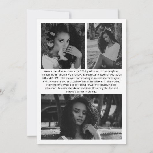 Faire-part Bleu Jaune Or Élégant Arc Photo Graduation (Dos)