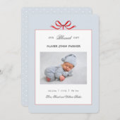 Faire-part Bleu mignon bébé garçon Fête Naissance (Devant / Derrière)