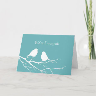 Faire-part Bleu mignon engagé d'oiseau de moineau de