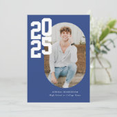 Faire-part Bleu minimaliste 2025 - Diplôme photo (Debout devant)