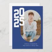 Faire-part Bleu minimaliste 2025 - Diplôme photo (Devant / Derrière)