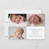 Faire-part Bleu Nous Sommes Heureux Photo Collage Bébé Garçon (Dos)