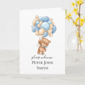 Faire-part Bleu Ours Teddy (Fleur jaune)
