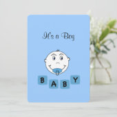 Faire-part Bleu personnalisé C'est un bébé (Debout devant)