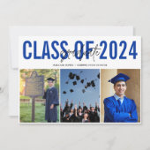 Faire-part Bleu photo collage de la fin d'études secondaires (Devant)