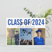 Faire-part Bleu photo collage de la fin d'études secondaires (Debout devant)