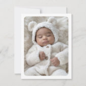 Faire-part bleu poussiéreux moderne blanc nouveau bébé photo  (Devant)