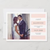 Faire-part Bleu rose moderne | Photo juste mariée (Devant)