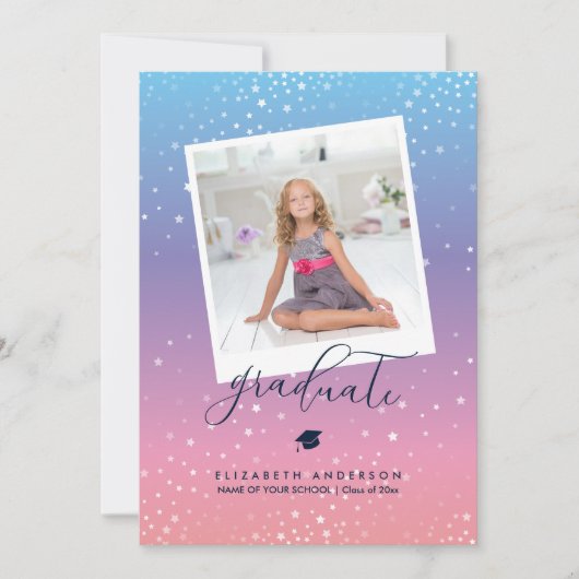 Faire-part Bleu rose pourpre arc-en-ciel dégradé Photo (Devant)