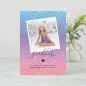 Faire-part Bleu rose pourpre arc-en-ciel dégradé Photo (Debout devant)