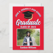Faire-part Bleu Rouge Diplômé Personnalisé 2023 Graduation (Devant)