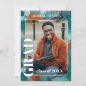 Faire-part Bleu sarcelle vert abstrait pour la remise des dip (Devant)