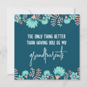 Faire-part Bleu sauvage Grossesse florale Révéler aux grands- (Devant)