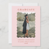 Faire-part Bleu & Terracotta Wavy Frame Photo Graduation (Devant)