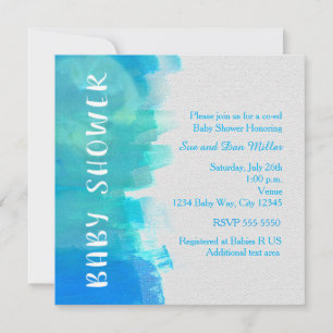 Faire-part Bleu Tropical Aquarelle BABY SHOWER