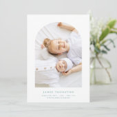 Faire-part bleu vert coutume deux photo bébé naissance (Debout devant)