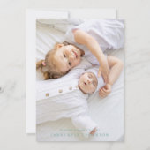 Faire-part bleu vert coutume deux photo bébé naissance (Dos)