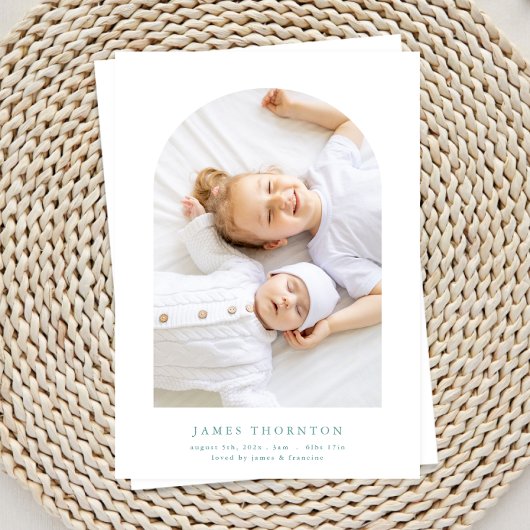 Faire-part bleu vert coutume deux photo bébé naissance