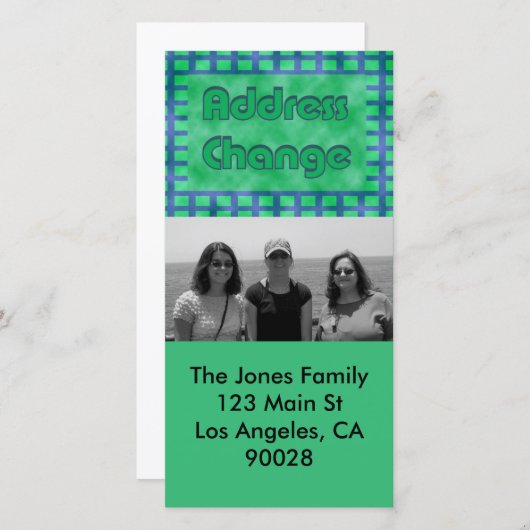 Faire-part bleu vert que nous avons déplacé (Devant / Derrière)