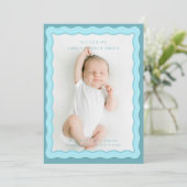 Faire-part Bleu Vide Double bordure Conception mignonne (Debout devant)