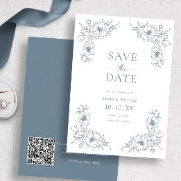 Faire-part bleu vintage de sauvegarde de date