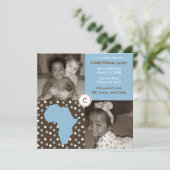 Faire-part Bloc Afrique : Polkas bleus (Debout devant)