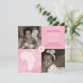 Faire-part Bloc Afrique : Rose doux (Debout devant)