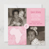 Faire-part Bloc Afrique : Rose doux (Devant)