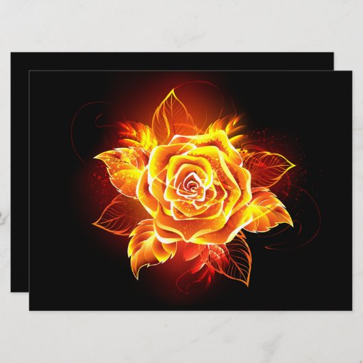 Faire-part Blooming Fire Rose (Devant / Derrière)