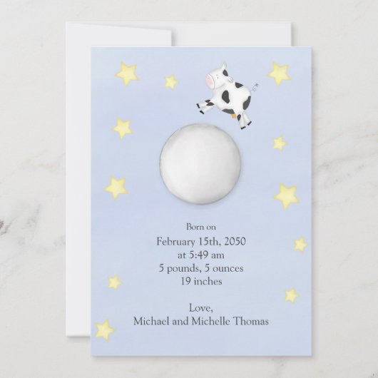 Faire-part Blue Baby Photo Nursery Rhyme Custom (Dos)