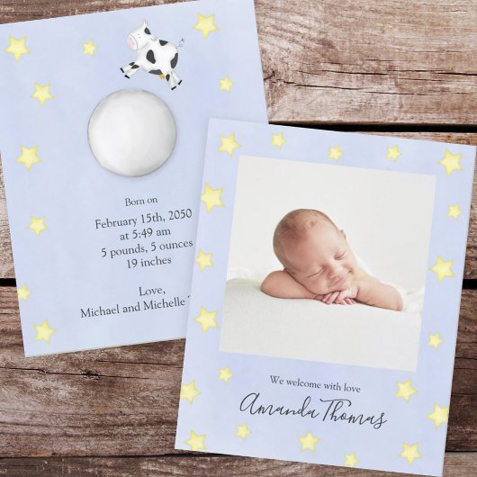Faire-part Blue Baby Photo Nursery Rhyme Custom