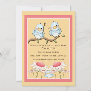 Faire-part Blue Bird Nouveau bébé