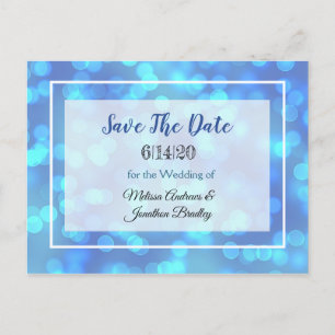 Faire-part Blue Bokeh Enregistrer la carte postale Date
