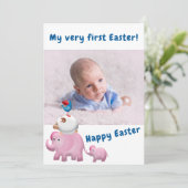 Faire-part Blue Boy First Paster Welcome Photo Baby Birth (Debout devant)