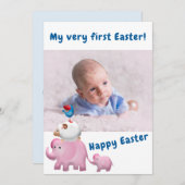 Faire-part Blue Boy First Paster Welcome Photo Baby Birth (Devant / Derrière)