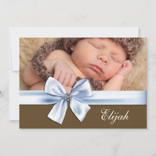 Faire-part Blue Brown Baby Boy Photo Annonces de naissance (Devant)