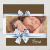 Faire-part Blue Brown Baby Boy Photo Annonces de naissance (Devant / Derrière)