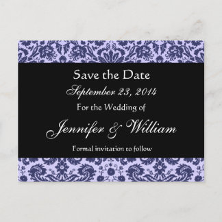 Faire-part Blue Damask Enregistrer la date Carte postale